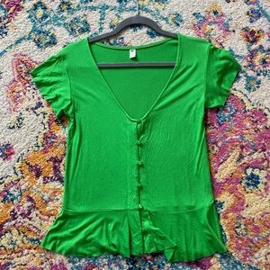 Green peplum top